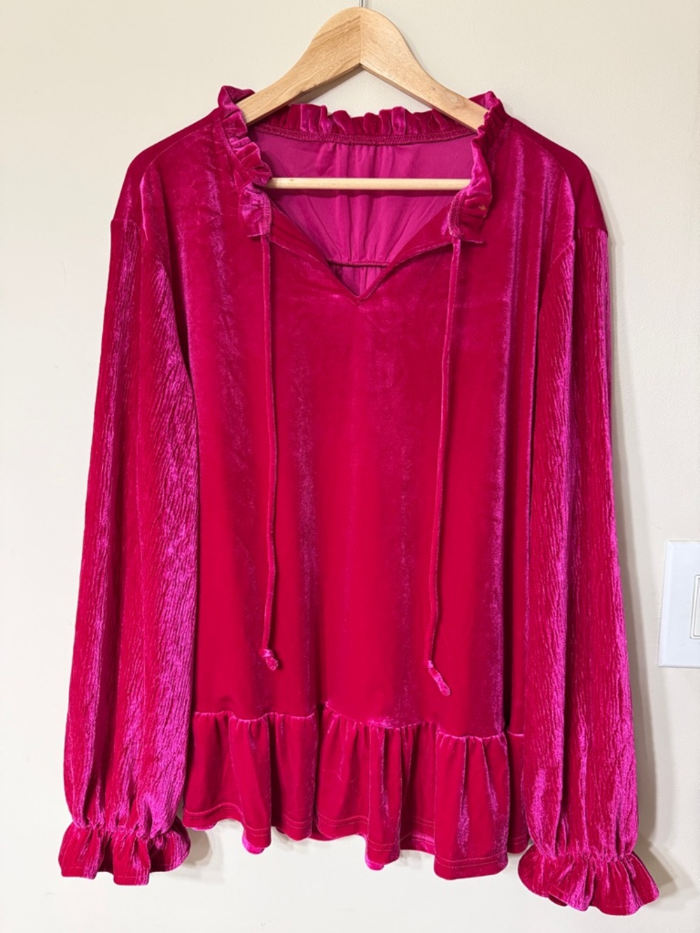 Plus Size 1X Magenta Top - Stretch Polyester Blend
